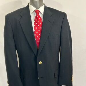 Wimbledon Blazer Sport Coat Size Black Gold Logo Buttons
